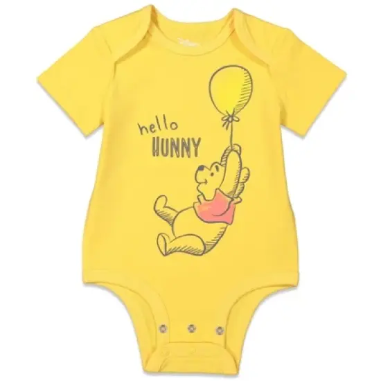 Disney Winnie the Pooh Baby Boys 3 Pack Cuddly Short Sleeve Bodysuits  image {1}
