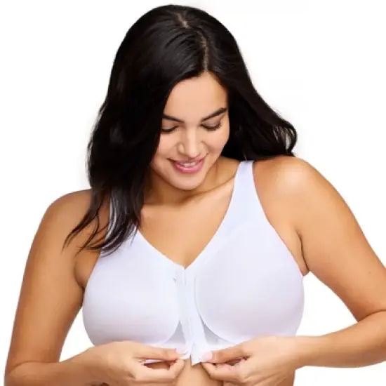 Glamorise Womens MagicLift Front-Closure Posture Back Wirefree Bra 1265 White image {2}