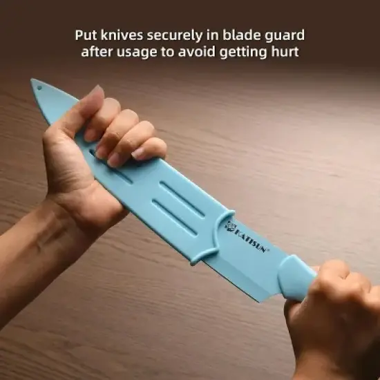 14 Pieces Fancy Rainbow Titanium Coating Kitchen Knife Set image {5}