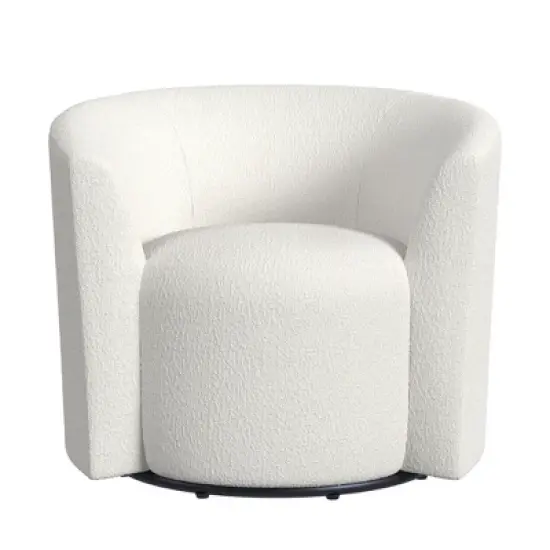 HomePop Upholstered Boucle Barrel Back Swivel Chair Cream: Polyester, Metal Frame, No Assembly Required image {8}