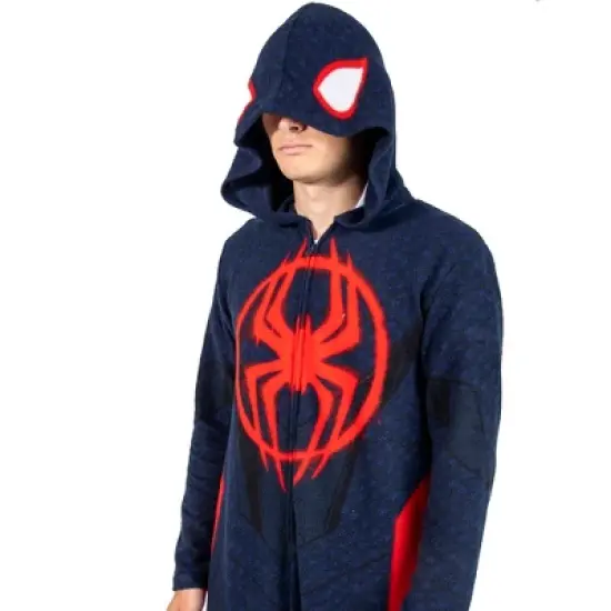 Spider-Man Miles Morales Men's Hooded Union Suit With Leg Hem image {3}