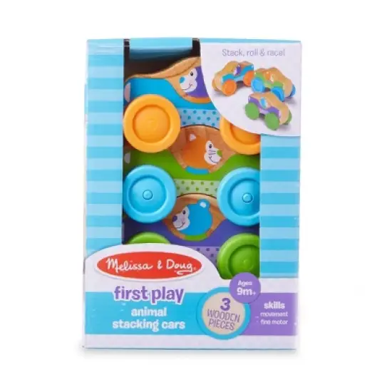 Melissa & Doug First Play Wooden Animal Stacking Cars - 3pc image {2}