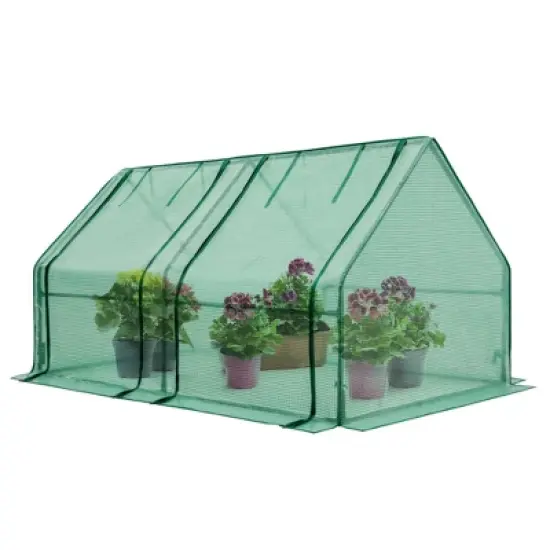 EAGLE PEAK Tunnel Greenhouse,Zipper Doors,Green PE Cover image {9}