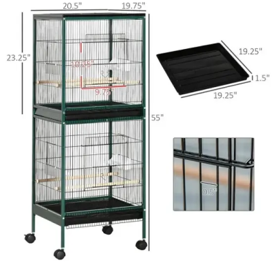 Resenkos Rabbit Hutch, Duck Cage Hutch,Rabbit Coop, 54" 2-Story Large Rabbit Hutch Bunny Cage with Lockable Doors, No Leak Tray,Natural Orange image {5}