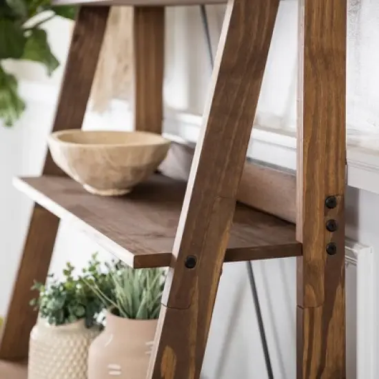 68.25" Boho 4 Tier Solid Wood Ladder Bookshelf Plant Stand - Saracina Home image {7}