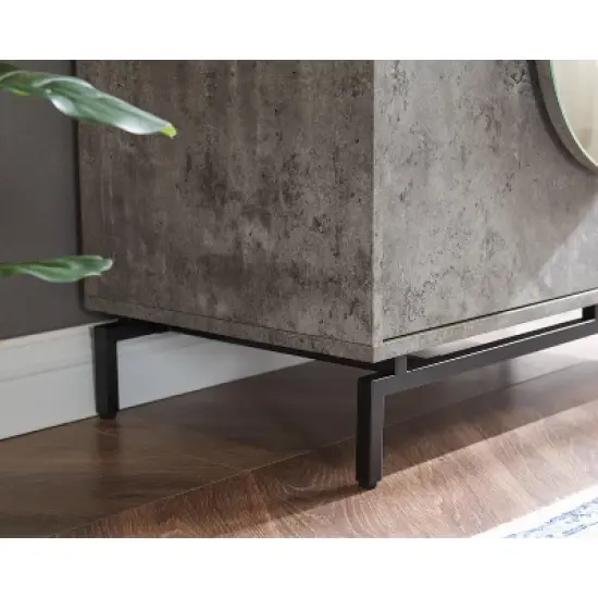 Home Source Cement Console Bar Cabinet with Half Moon Handles image {5}