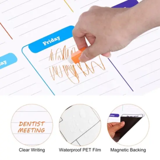 Unique Bargains Magnetic Dry Erase Weekly Planner Nano-coated PVC Boards image {3}