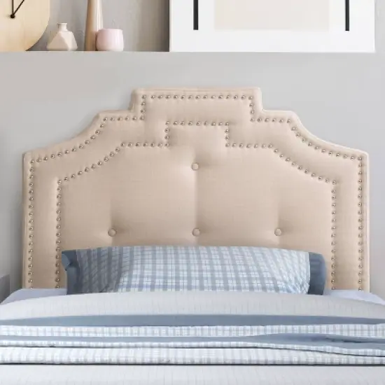 Aspen Headboard with Nailhead Trim - CorLiving image {1}