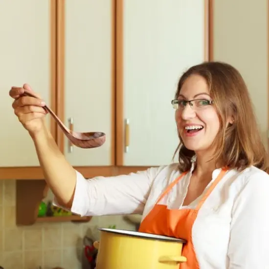 Unique Bargains Natural Grain Durable Lightweight Smooth Surface Soup Spoon 10.4" Length Brown 1 Pc image {3}