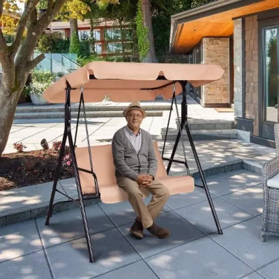 Costway Loveseat Patio Canopy Swing Glider Hammock Cushioned Steel Frame Outdoor image {3}