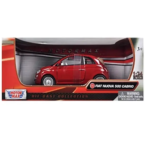 Fiat 500 Nuova Cabrio Red 1/24 Diecast Model Car by Motormax image {2}