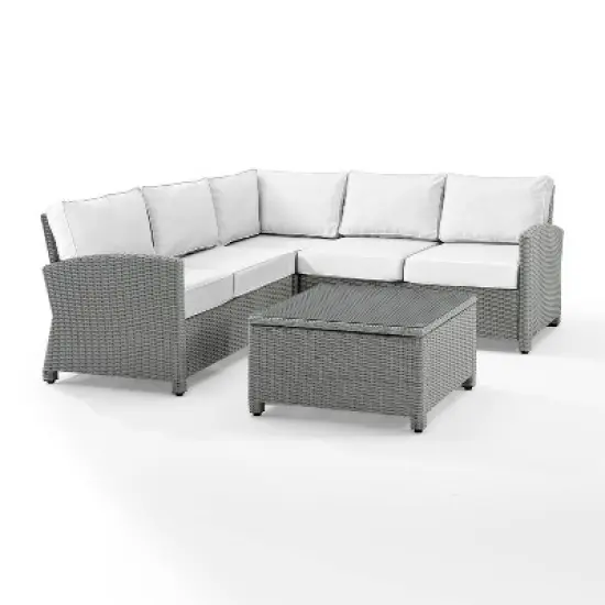 Crosley 4pc Bradenton Steel Outdoor Patio Sectional Sofa Furniture Set image {18}
