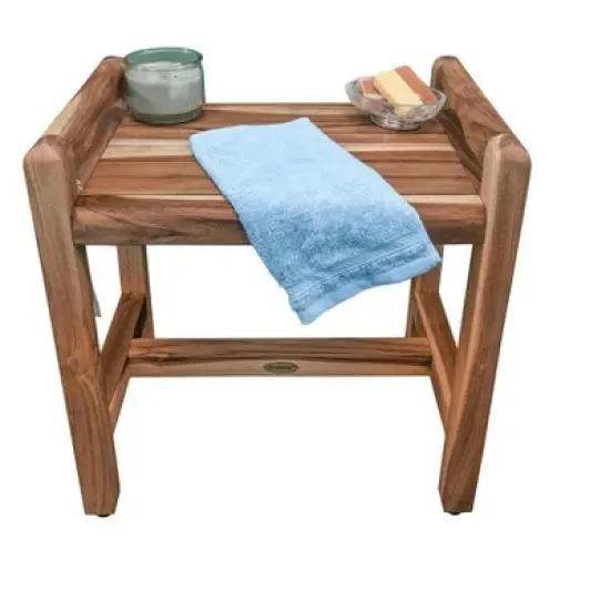 EcoDecors&reg; Eleganto&reg; 20" Teak Wood Shower Bench with LiftAide&reg; Arms in EarthyTeak Finish image {8}