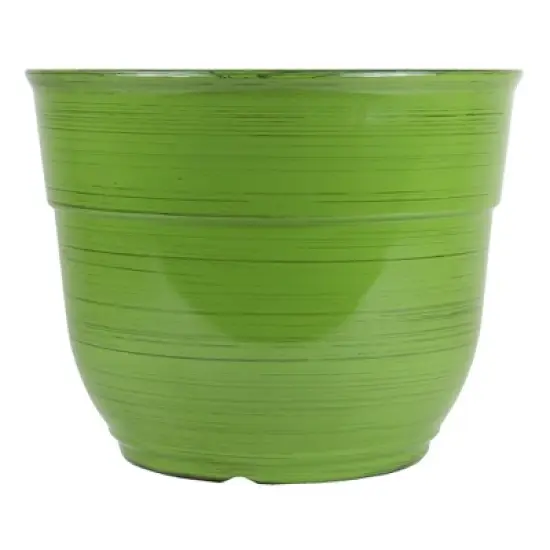 Garden Elements Indoor/Outdoor Glazed Brushed Happy Plastic Planter, Large, 15in image {15}