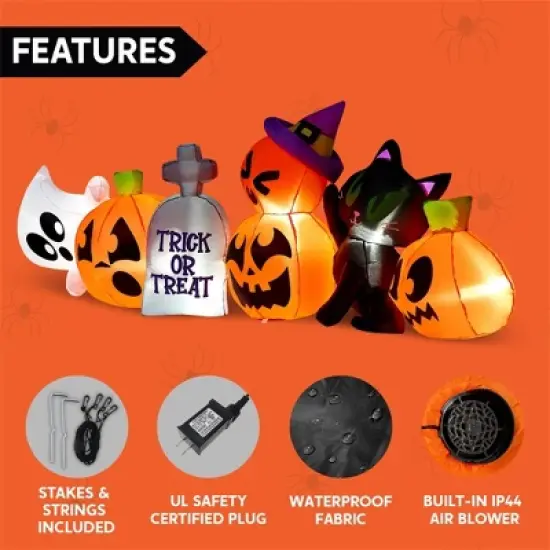 Joyfy 8 FT Long Halloween Inflatables Outdoor Decoration, Inflatable Pumpkin Ghost Cat Tombstone with LEDs for Halloween Yard Garden Lawn Decoration image {6}