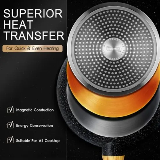 MICHELANGELO  8+9.5+11inch Frying Pan, White image {2}