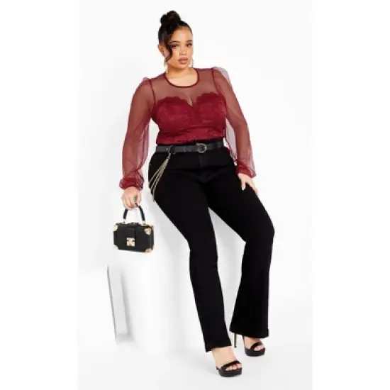 Women's Plus Size Lace Party Top - ruby | CITY CHIC image {1}