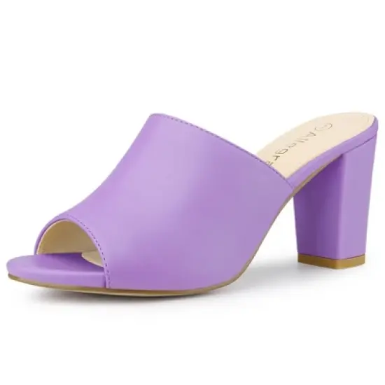 Allegra K Women's Slip on Block Heel Slide Sandals image {14}