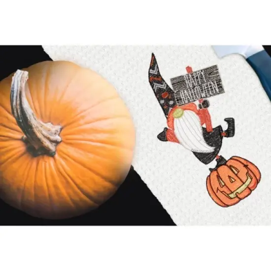 C&F Home Halloween Gnome Embroidered Cotton Waffle Weave Kitchen Towel image {1}