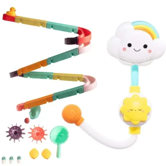 Interactive Bathtub Slide Set and Baby Shower Sprayer Toy Bundle &ndash; Fun Bath Toys for Toddlers, Educational and Durable Water Play Set image {6}