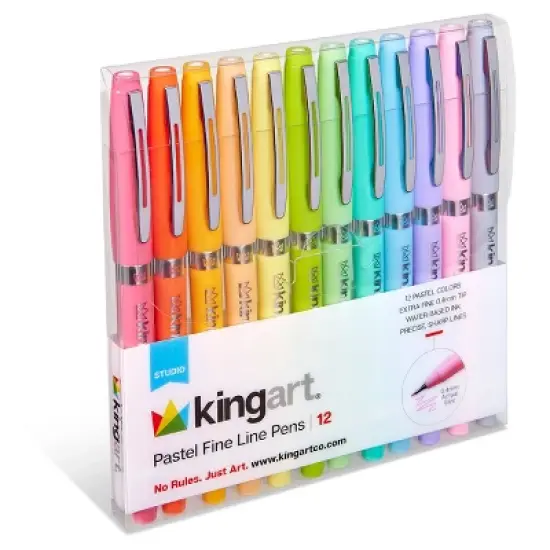 KINGART Pastel Fine Line Pens 12 Colors image {4}