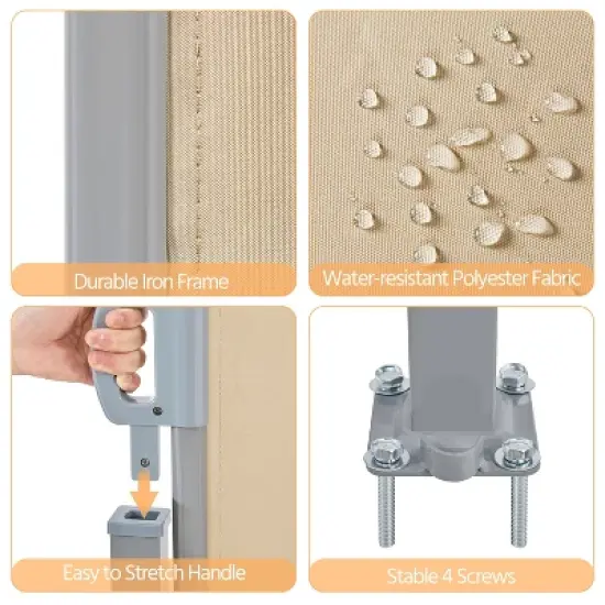 Yaheetech 71 inches Height Side Awning Double Retractable Screen for Privacy Patio Garden image {3}