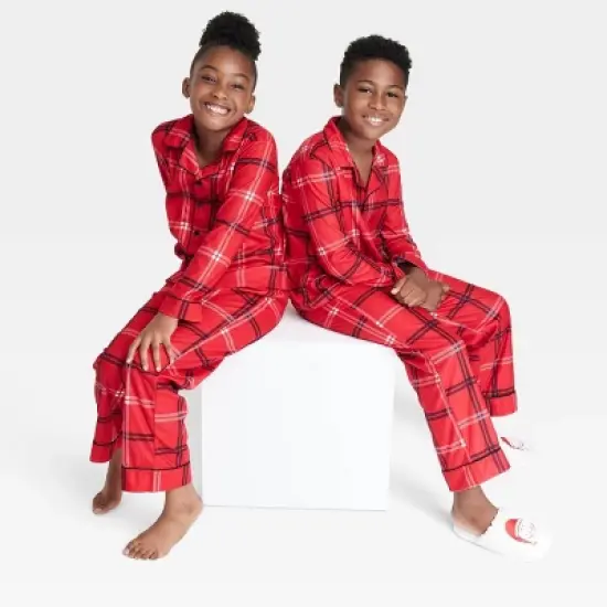 Kids' Plaid Matching Family Pajama Set - Wondershop&trade; Red image {5}