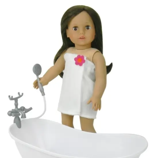Sophia's - 18" Doll - Towel Wrap, Shower Cap, Sponge & Hairbrush Set - White image {2}