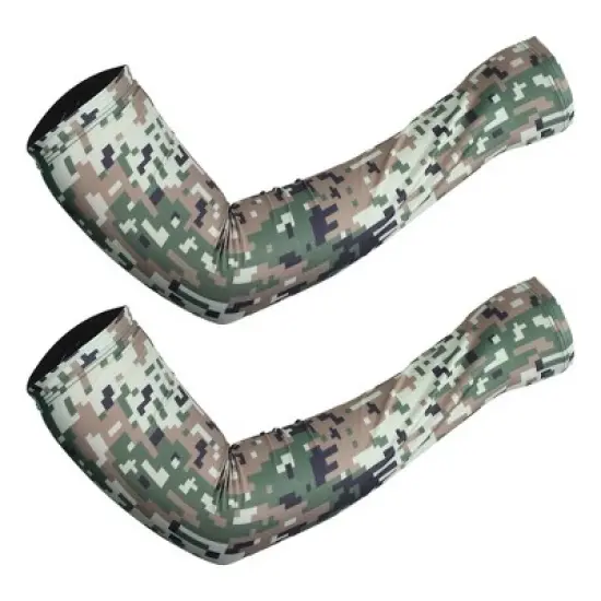 Unique Bargains Basketball Sports Camouflage Cooling Arm Elbow Compression Sleeve Green Brown Blue 1 Pair image {6}