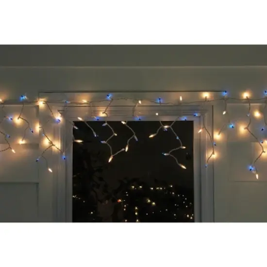 Northlight Mini Icicle Incandescent Christmas Lights - Blue and Clear - 5.75' White Wire - 100ct image {2}