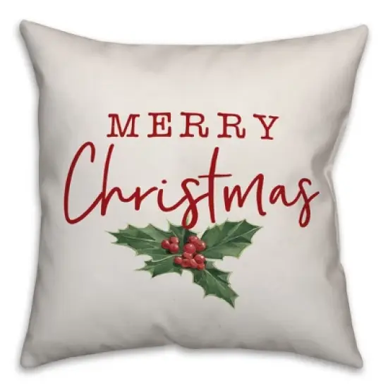 Creative Products Merry Christmas Poinsettia 18x18 Indoor / Outdoor Pillow image {3}