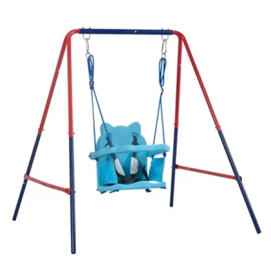 Dexmalle green and blue interesting 2 in 1 baby swing image {4}