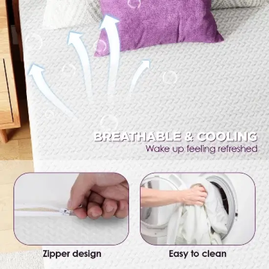 FDW 8 Inch Green Tea Memory Foam Mattress Cooling Gel Infused Mattress,Fiberglass Free/CertiPUR-US Certified/Bed-in-a-Box,White image {2}