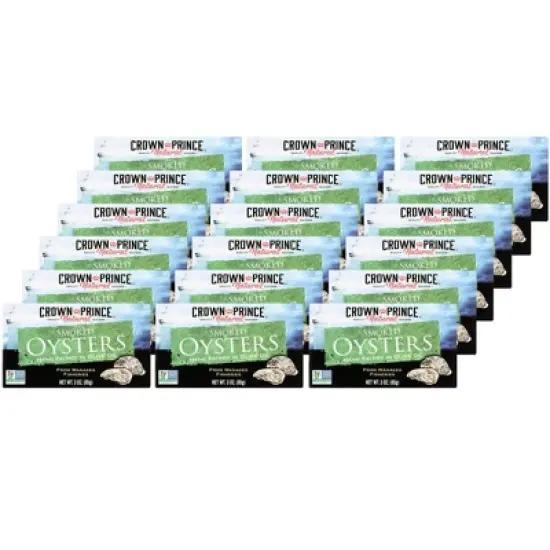 Crown Prince Natural Smoked Oysters in Olive Oil - Case of 18/3 oz image {7}