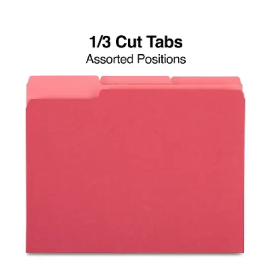 MyOfficeInnovations Colored File Folders 1/3-Cut Tab Letter Size Red 100/Box (224519) image {2}