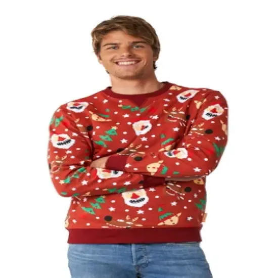 OppoSuits Men's Christmas Sweater - Jolly Crew - Red image {3}