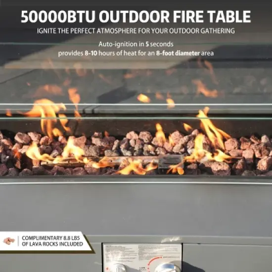 Moda Furnishings W42.1"*D19.8"*H11.8" Outdoor Patio Steel Fire Pit Table With Rain Cover image {6}