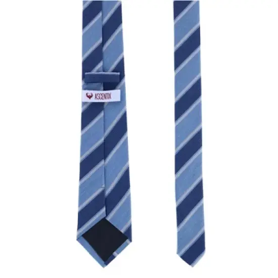 Ascentix Men's Blue and Silver Striped Necktie image {1}