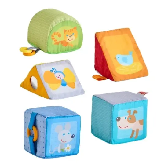 HABA Animal Discovery Cubes - 5 Soft Baby Blocks in Geometric Shapes image {5}