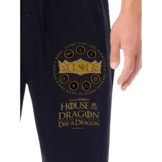 Game Of Thrones House of the Dragon Mens' Day Of The Dragon Pajama Pants Black image {1}