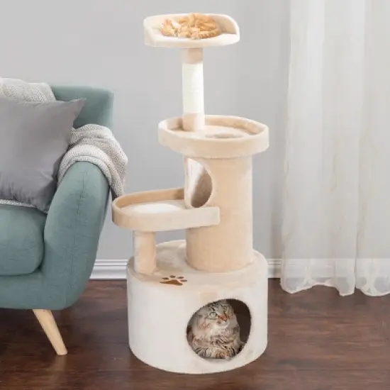 Pet Adobe Cat 4-Tier Kitty Condo and Scratching Post image {2}