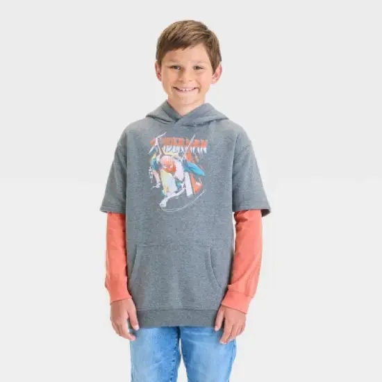 Boys' Marvel Spider-Man Pullover Sweatshirt - Charcoal Gray image {3}