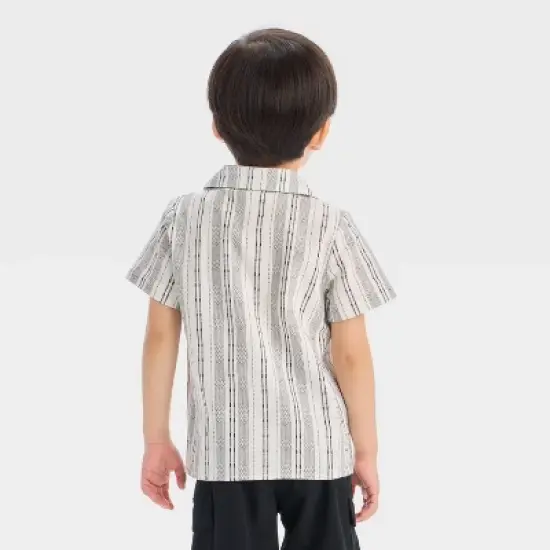 Toddler Boys' Striped Woven Shirt - Cat & Jack&trade; Black/White image {1}