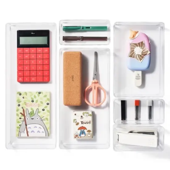 Sorbus Clear Drawer Organizer Set, Multi-Purpose Bins for office supplies, craft materials, and more image {10}