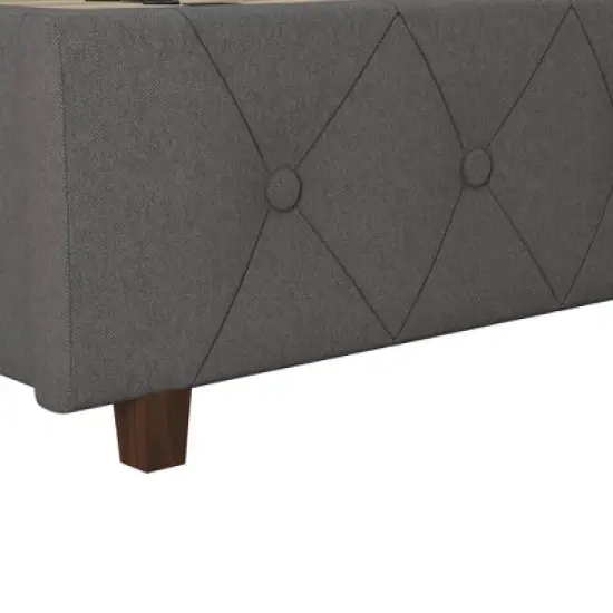 King Mercer Linen Upholstered Bed Light Gray - CosmoLiving by Cosmopolitan image {8}