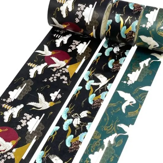 Wrapables Elegant Gold Foil Washi Tape and Sticker Set for Stationery, Diary, Card Making (3 Rolls & 3 Sheets) image {1}