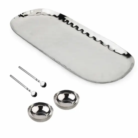 Inox Artisans Polished Hammered Stainless Steel 5 PC Condiment Set image {1}