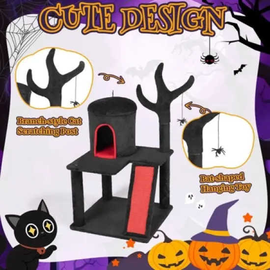 Karl Home 41 inch Halloween Gothic 2-Tier  Cat Tree image {4}