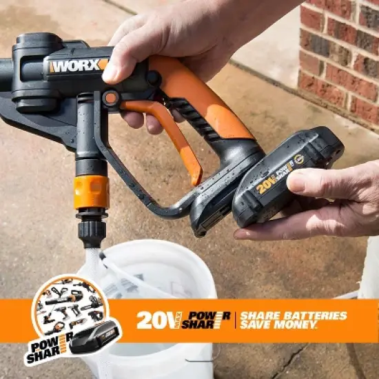 Worx WG620.1 Power Share 20V 320 PSI  Hydroshot Cordless Portable Pressure Washer (0.53 GPM) (Battery and Charger Included) image {3}
