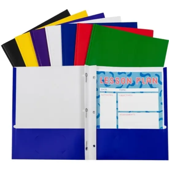 C-Line 2-Pocket Recycled Portfolio with Prongs, Assorted Colors, Set of 100 image {1}